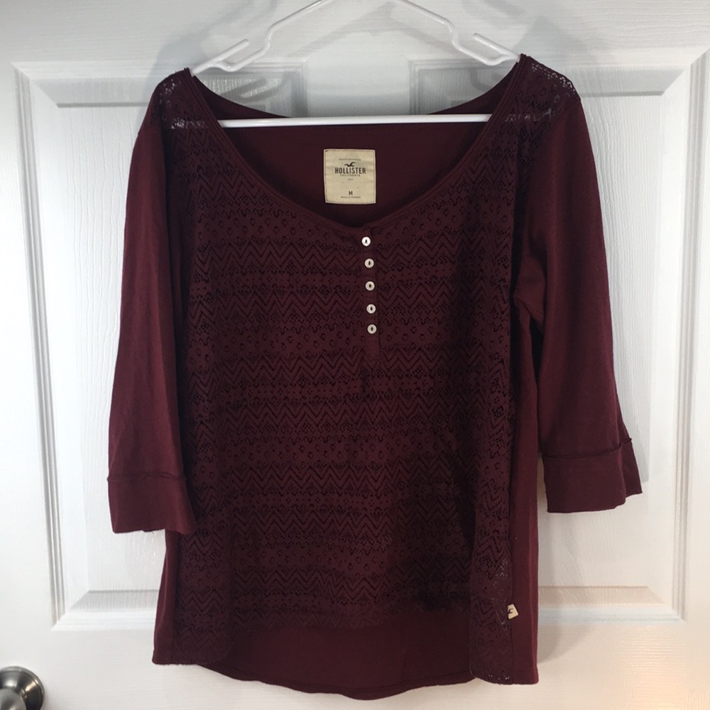 hollister red lace shirt